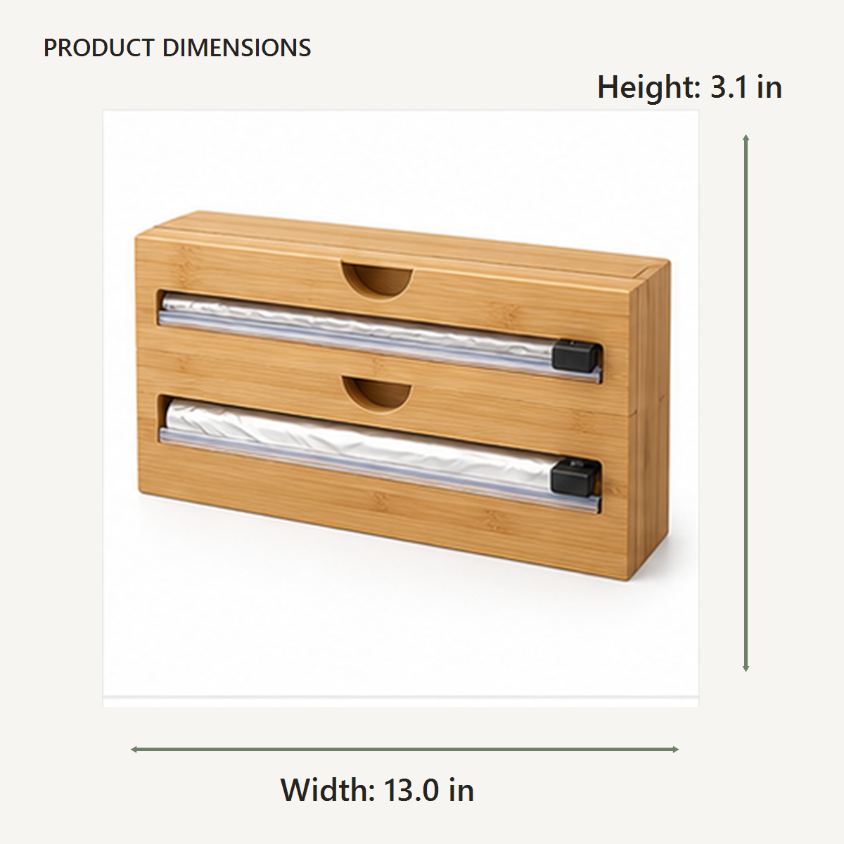 Dual Roll Wrap Dispenser dimensions in inches