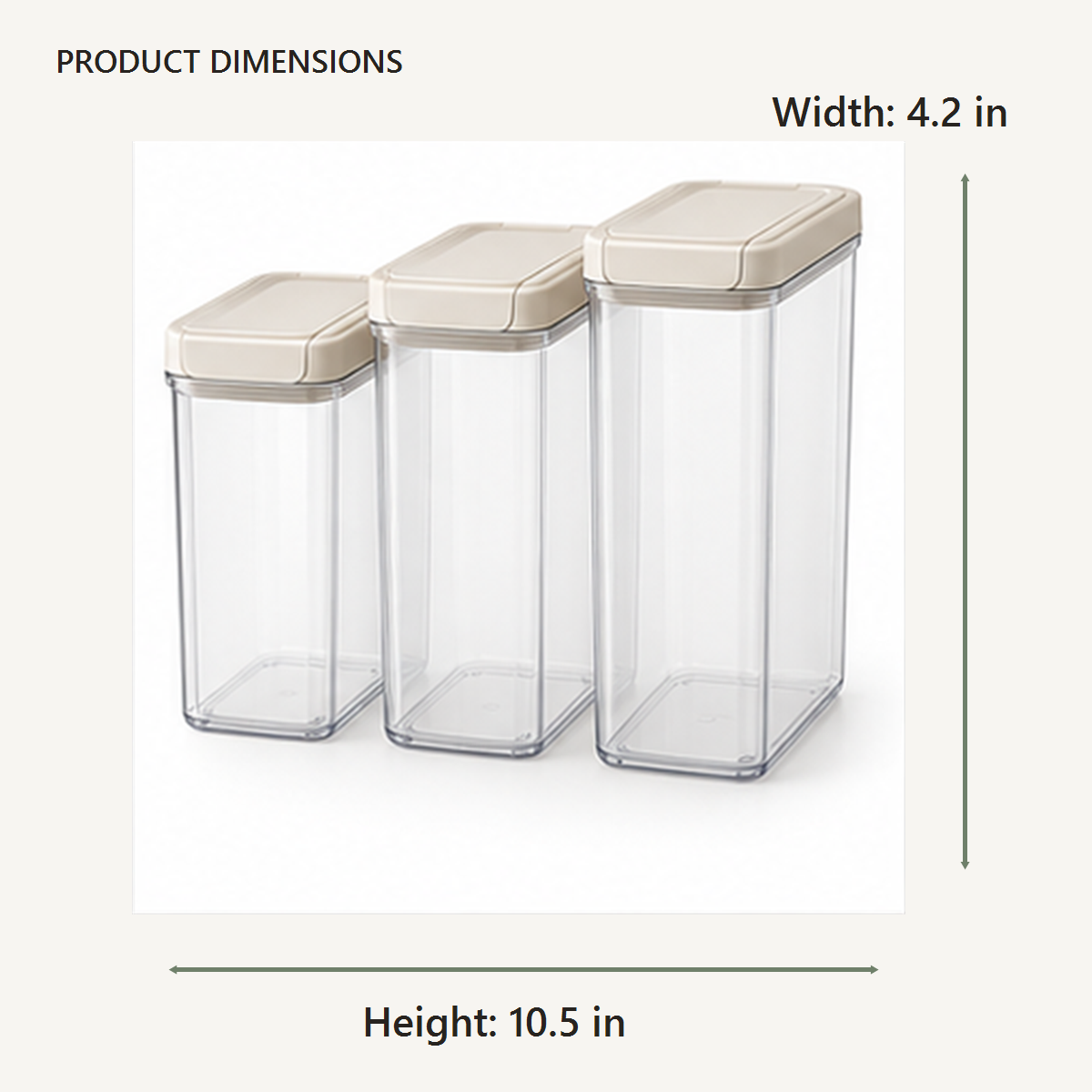 Rectangular Cereal Container Set dimensions in inches
