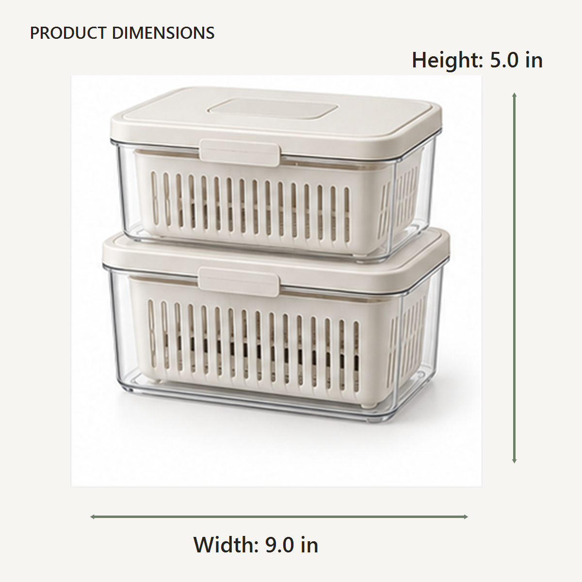Ventilated Produce Keeper Set dimensions in inches