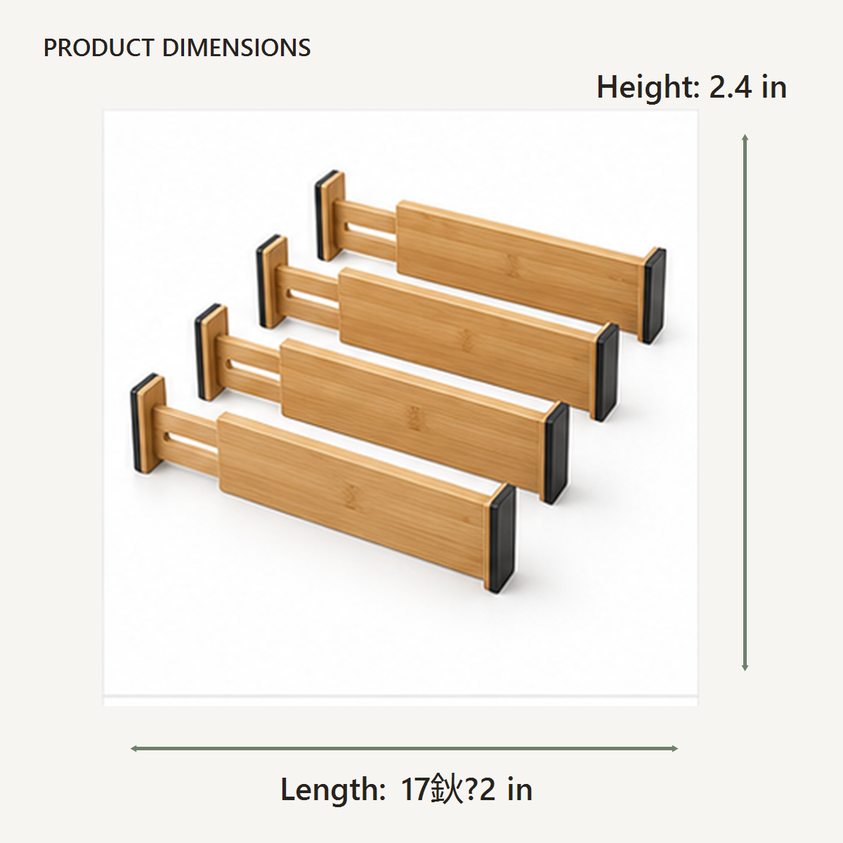 Adjustable Bamboo Drawer Dividers dimensions in inches