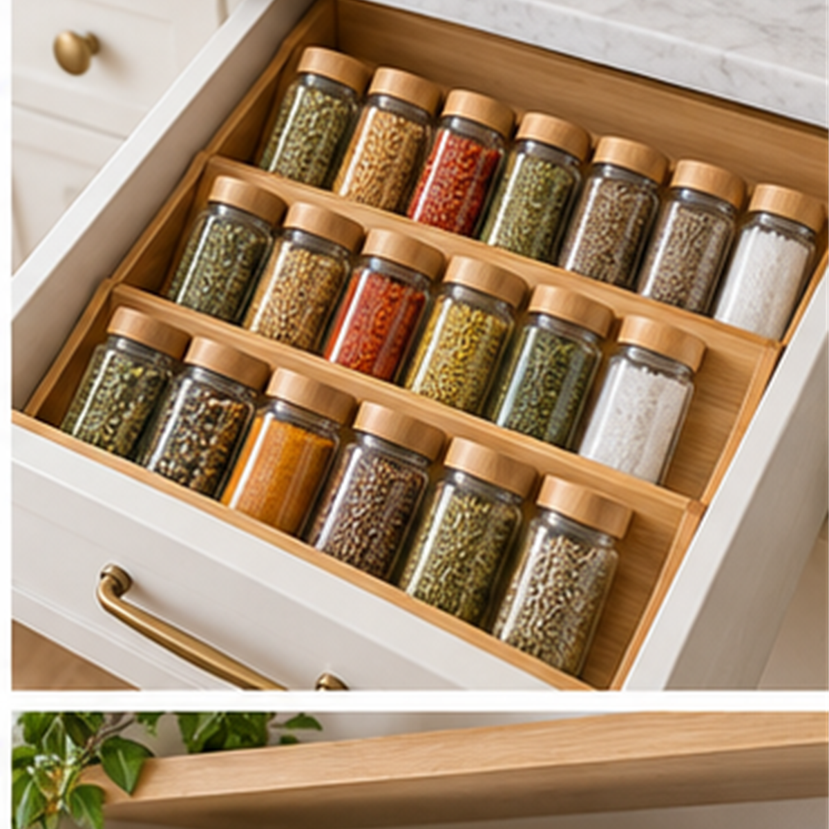 Angled Spice Jar Drawer Inserts in use