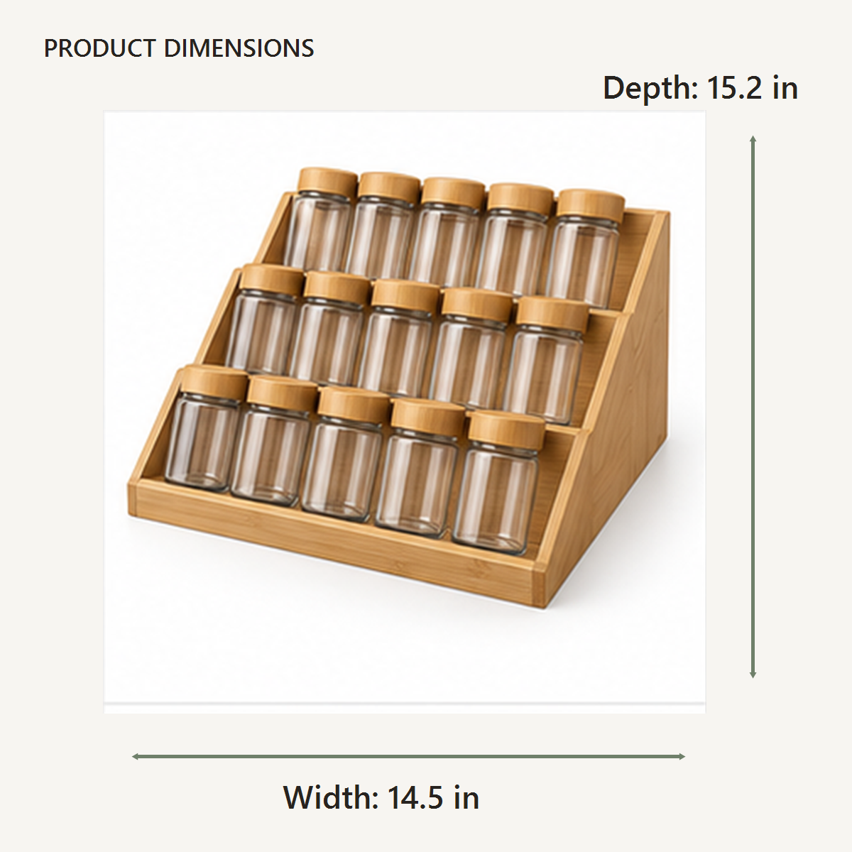 Angled Spice Jar Drawer Inserts dimensions in inches