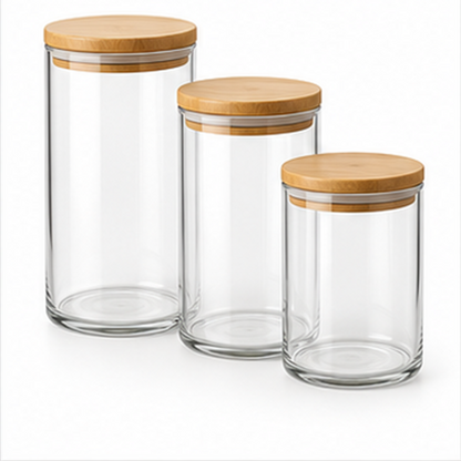 Clear Pantry Jar Set on a white background