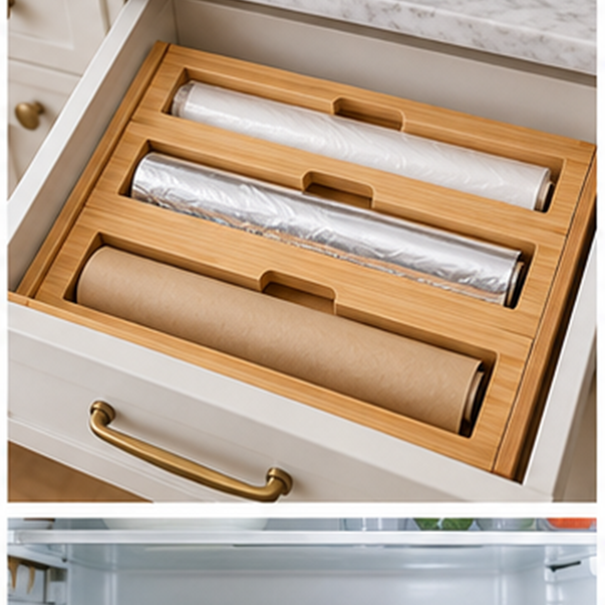 Dual Roll Wrap Dispenser in use