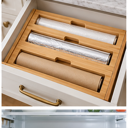 Dual Roll Wrap Dispenser in use