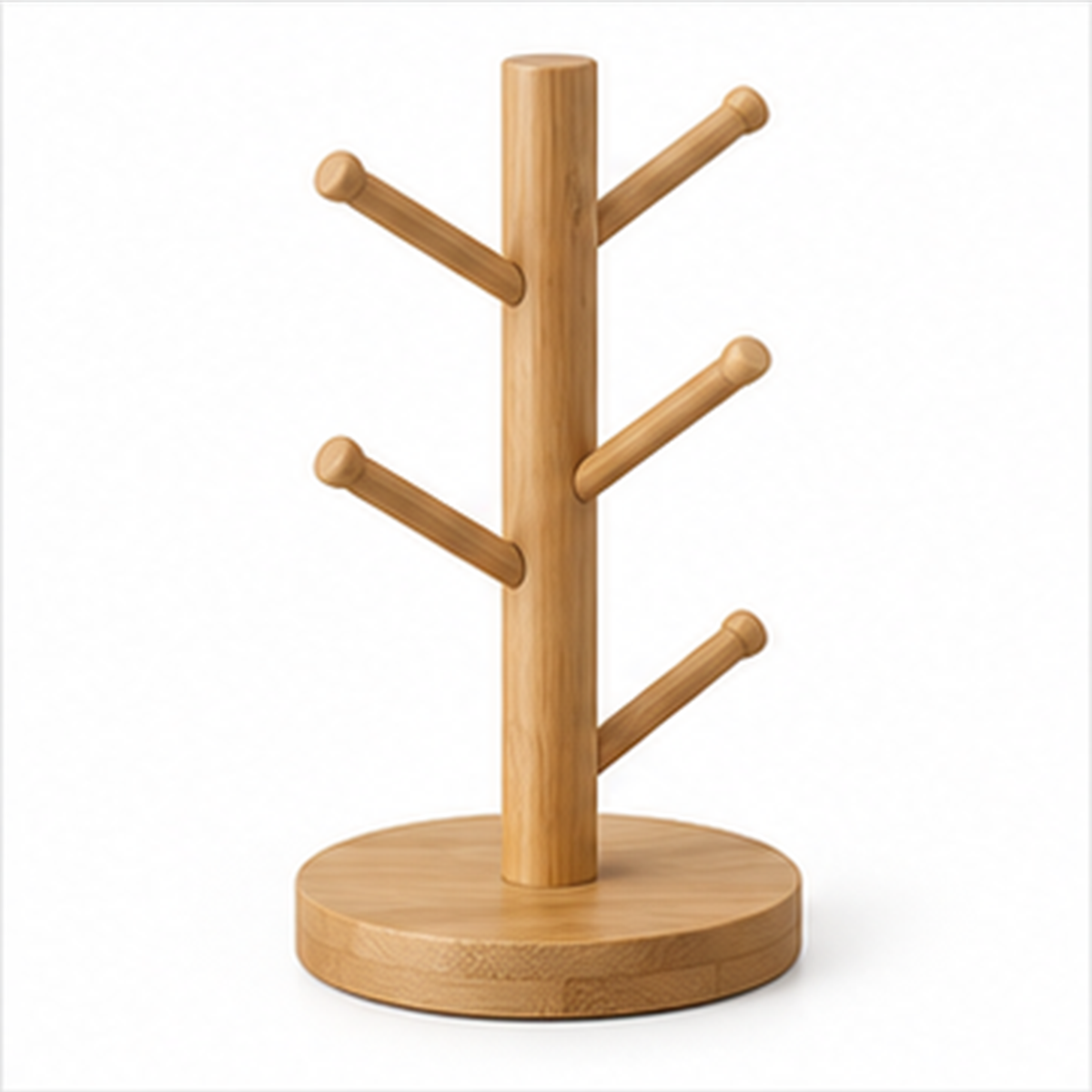 Minimal Wood Mug Tree on a white background