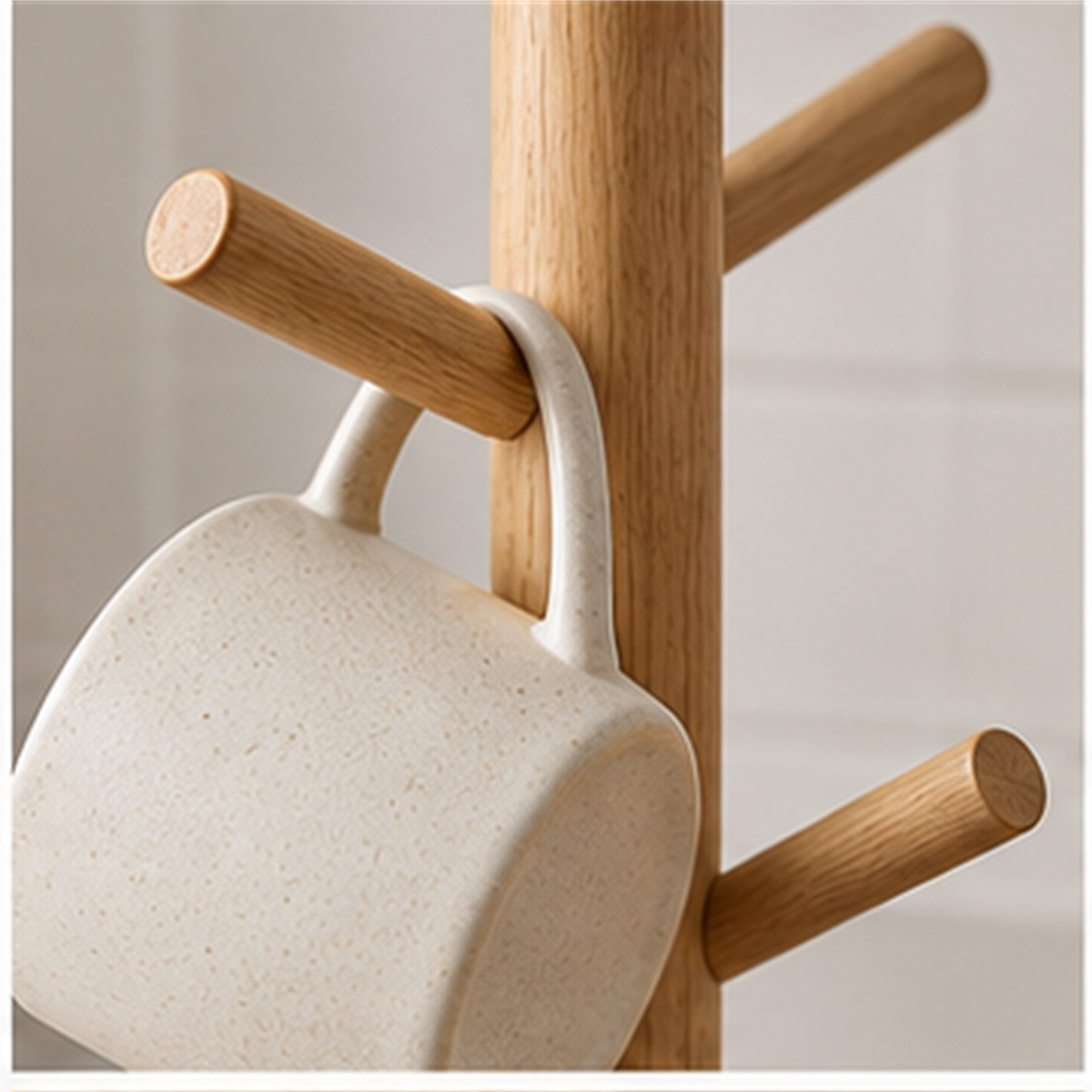 Minimal Wood Mug Tree detail view