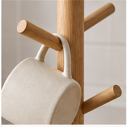 Minimal Wood Mug Tree detail view