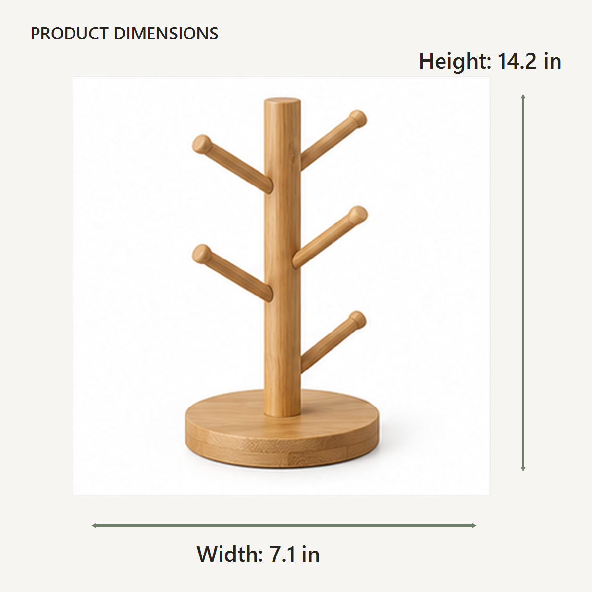 Minimal Wood Mug Tree dimensions in inches