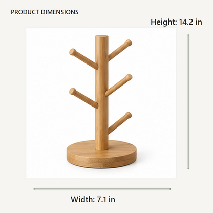 Minimal Wood Mug Tree dimensions in inches