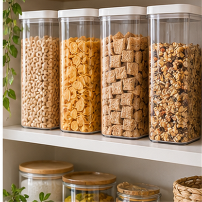 Rectangular Cereal Container Set in use