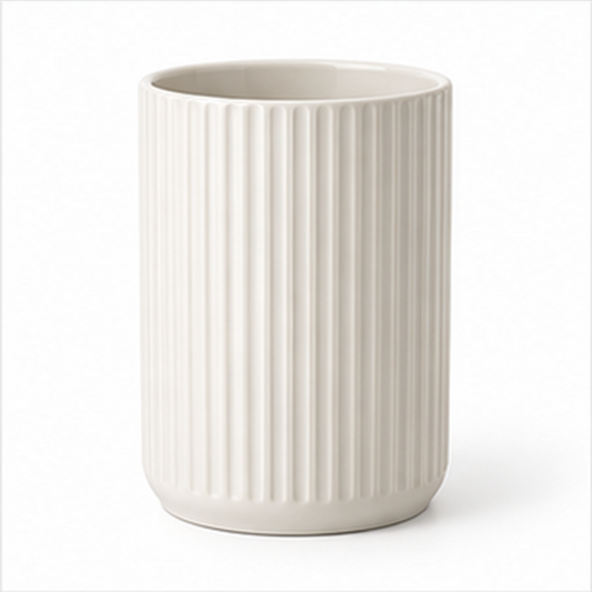 Ribbed Ceramic Utensil Holder on a white background