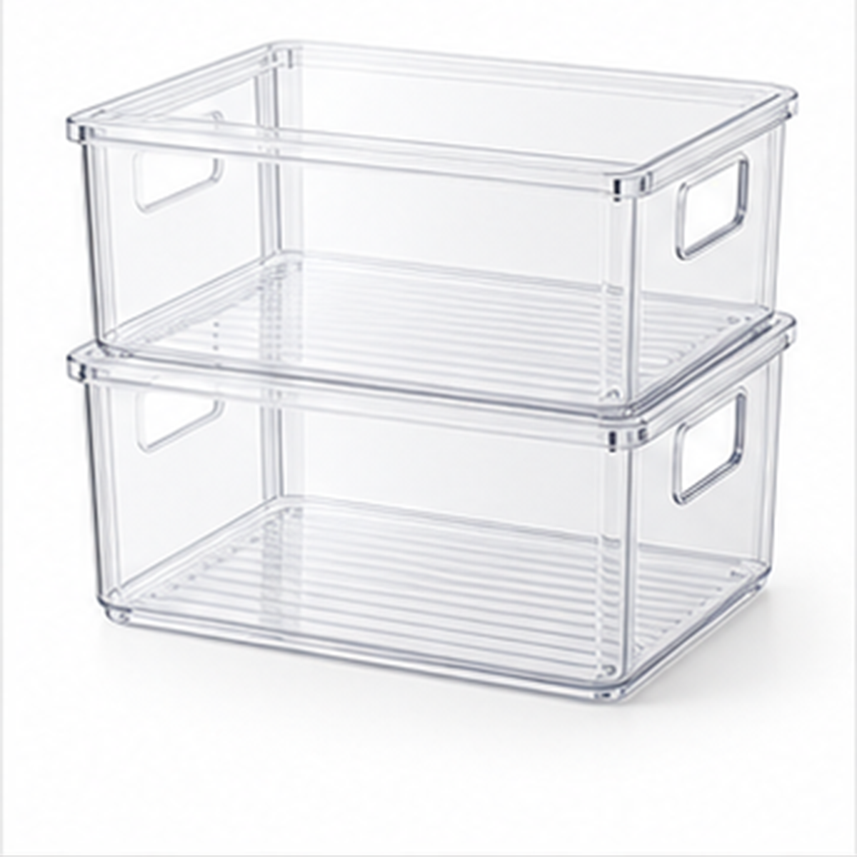 Stackable Clear Snack Bins on a white background