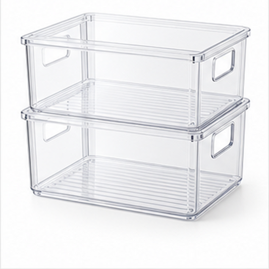 Stackable Clear Snack Bins on a white background
