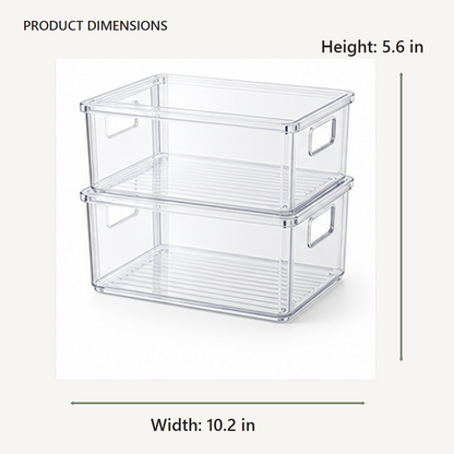 Stackable Clear Snack Bins dimensions in inches